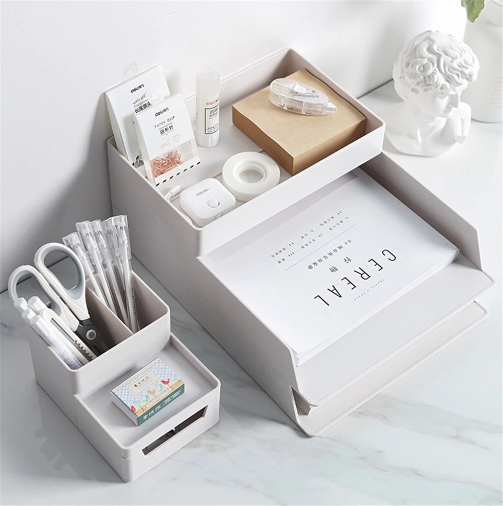 Органайзер настольный A4 для хранения документов большая коробка с 4 уровнями