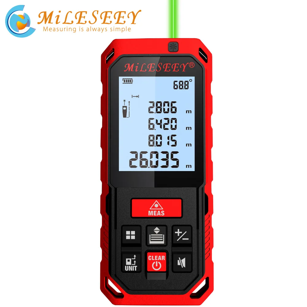 Mileseey S2/S8G Green Laser Rangefinder Digital Laser Distance Meter Laser Tape Measure Diastimeter Tool