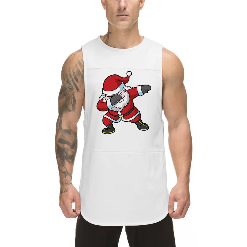 2021 Рождественская майка мужские рубашки без рукавов с принтом Санта Клауса
