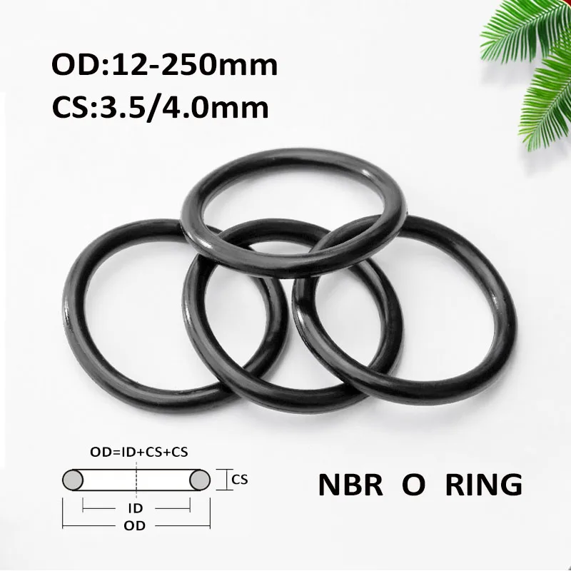 

CS3.5mm/4mm OD12-250mm NBR Black O Ring Gasket Nitrile Rubber Corrosion Oil Resistant Seal Washer For Auto Hydraulic Component