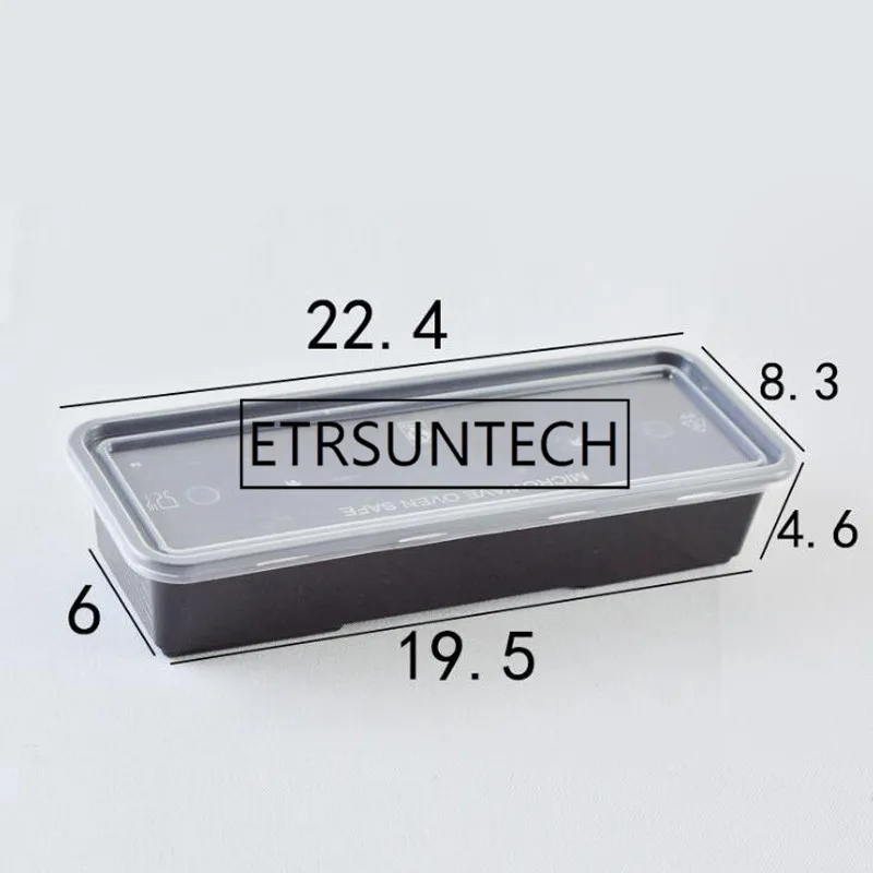 300 наборов пластиковые прямоугольные одноразовые коробки с крышкой для сашими и