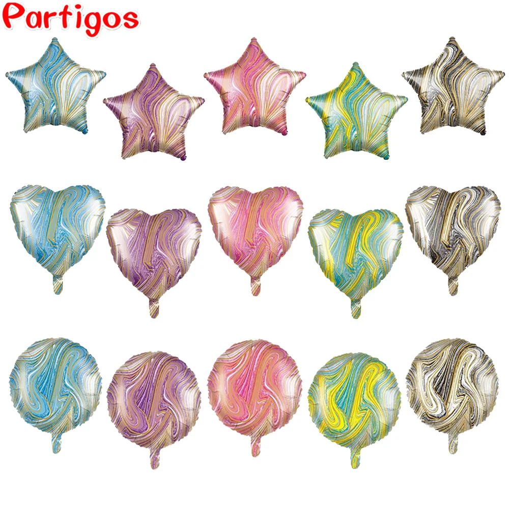 

10pcs 18inch Agate Star Heart Round Foil Helium Balloon Birthday Party Wedding Decoration Aluminum Balloons Kids Toys Air Globos