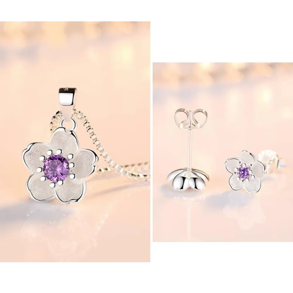 Purple SHDEDE Модные Ювелирные наборы женские аксессуары CZ Кристалл от Swarovski Подвеска для вечеринок Ожерелье Серьги Горячая не аллергия+ WH22 - Окраска металла: Purple