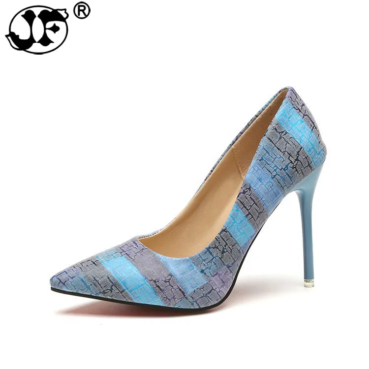 

2021 NEW ARRIVE Women Shoes Blue Snake Printed Sexy Stilettos High Heels 12cm/10cm/8cm Pointed Toe Women Pumps jk90