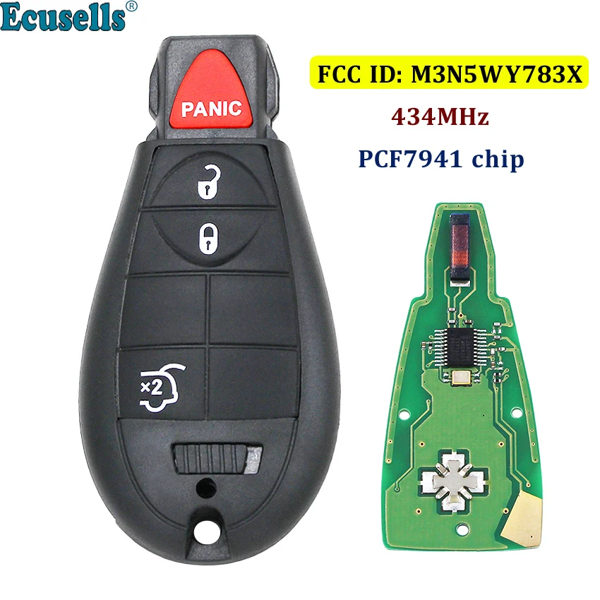 3 + 1 кнопки умный ключ 434 МГц с PCF7941 ID46 чип для Chrysler #3 FCC ID: M3N5WY783X/IYZ-C01C | Автомобили и