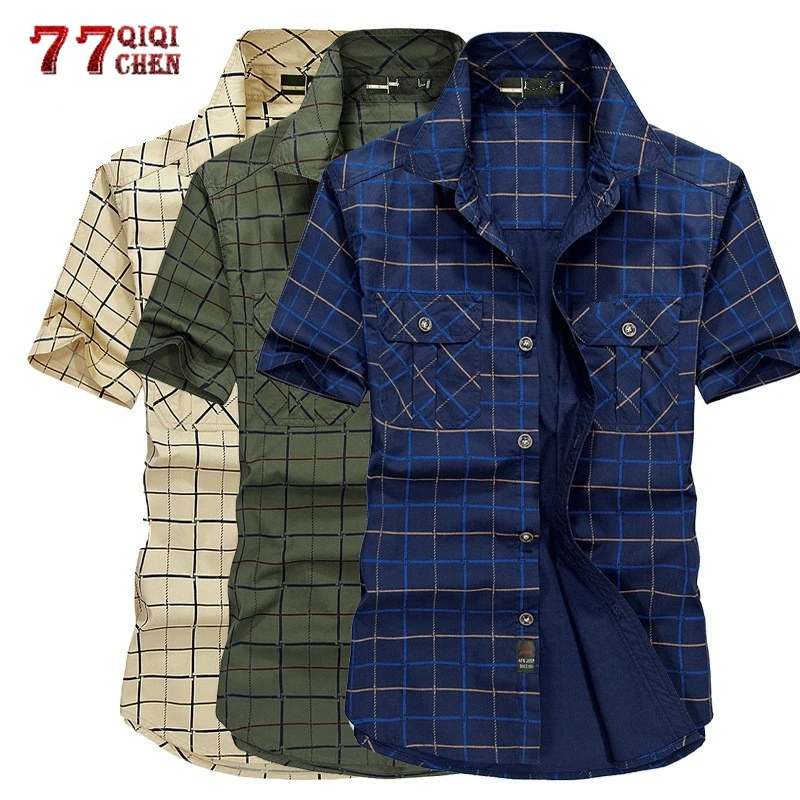 Мужские повседневные рубашки в клетку размера плюс 5XL летняя женская Хлопковая