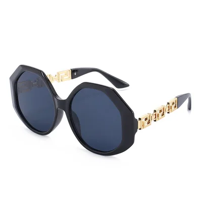 

Polygonal Sunglasses For Men And Women Big-Framed Sunglasses European And American Vintage Personality Glasses 2021 Style