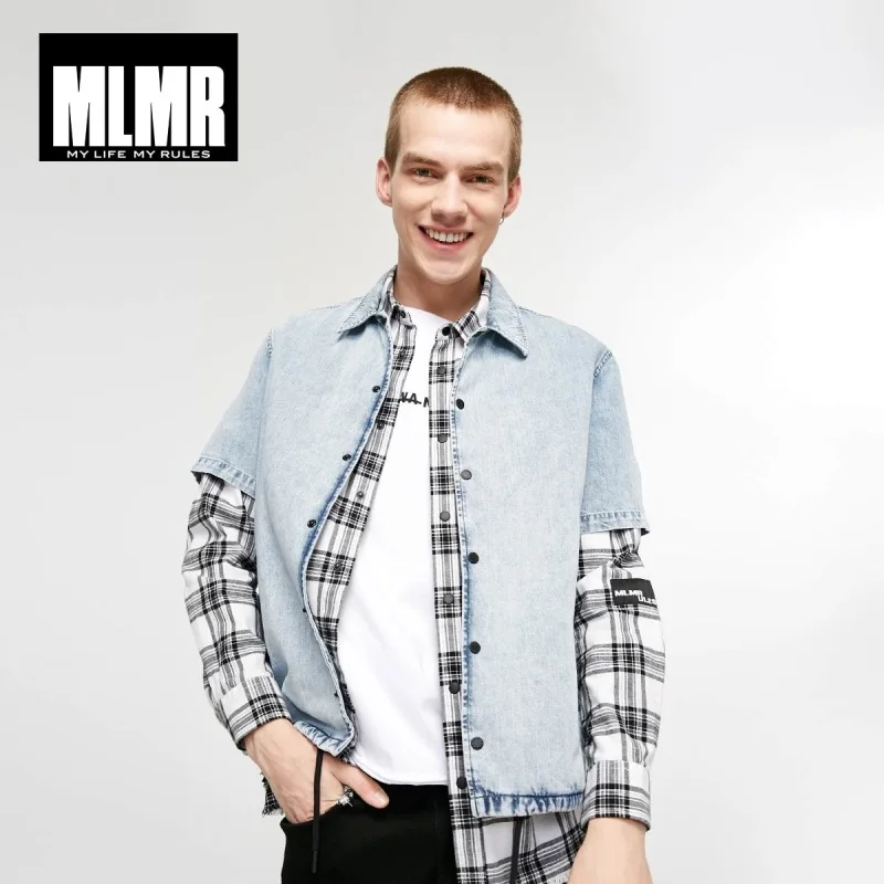 Мужская свободная хлопковая рубашка JackJones MLMR с короткими рукавами и заостренным
