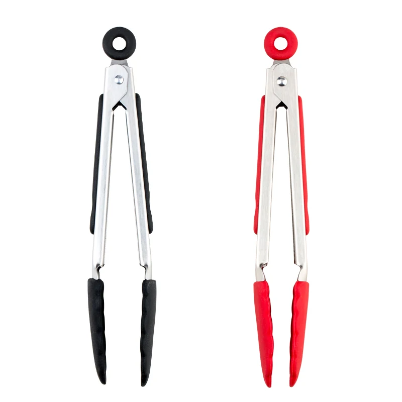 2pcs Силиконовые щипцы для еды из нержавеющей стали, кухонные щипцы, силиконовые Нескользящие зажимы для приготовления пищи, инструменты для барбекю, салата, кухонные аксессуары - Цвет: 2pcs