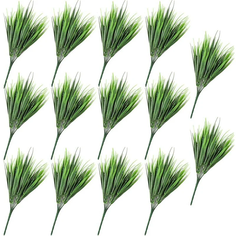 

Promotion! 14Pcs Artificial Plants Fake Plastic Greenery Shrub Bushes Plants Plastic Wheat Grass for Home Garden Decoration