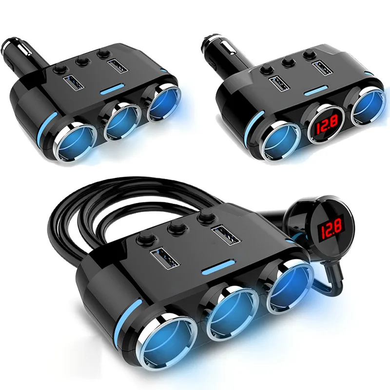 12 V-24 V розетка для автомобильного прикуривателя сплиттер светодиодный USB Зарядное устройство адаптер 3.1A 100W обнаружения для телефона MP3 DVR аксессуары