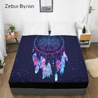 Простыня Натяжная с 3D рисунком, простыня эластичная двойнаяполнаядвуспальнаяиндивидуальная, наматрасник 150*200160x200, Постельное белье Ловец снов фиолетовая