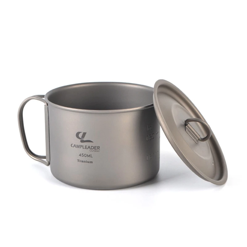 

CampLeader Titanium 450Ml Cup, Camping Outdoor Mug for Backpacking, Camp Bowl, Multi-Functional Travel Mug Pot