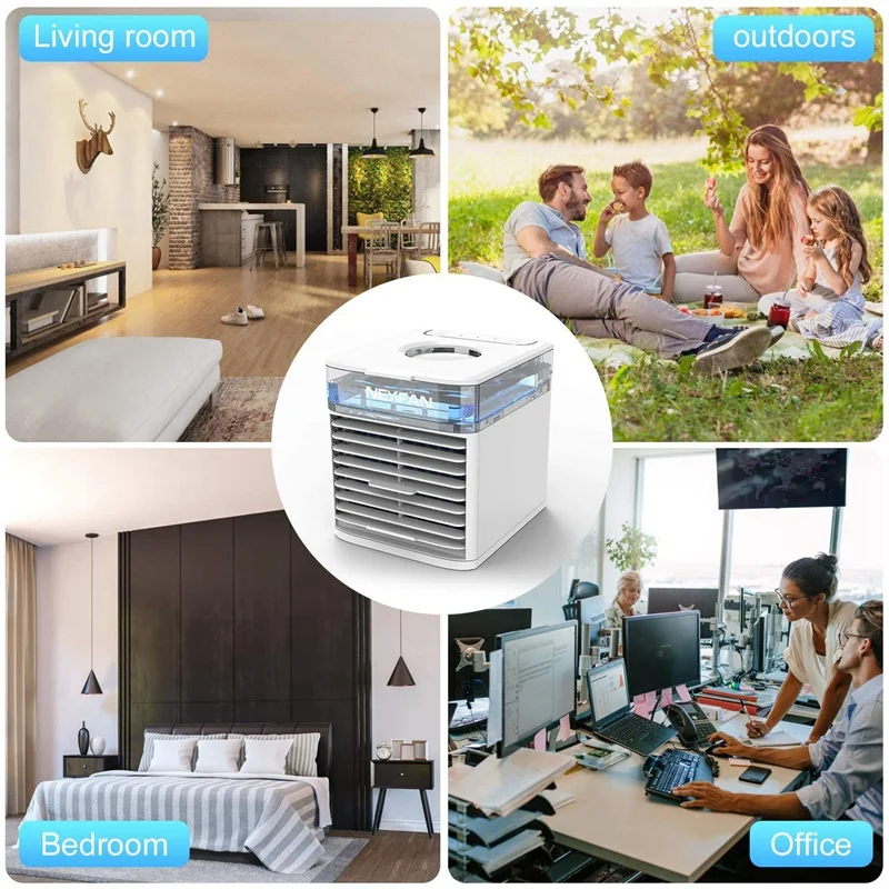 

Portable Air Cooler 5-In-1 Mini USB Air Conditioner Desk Fan Mini Evaporative Cooler with UV Lamp, 7 Colors Light
