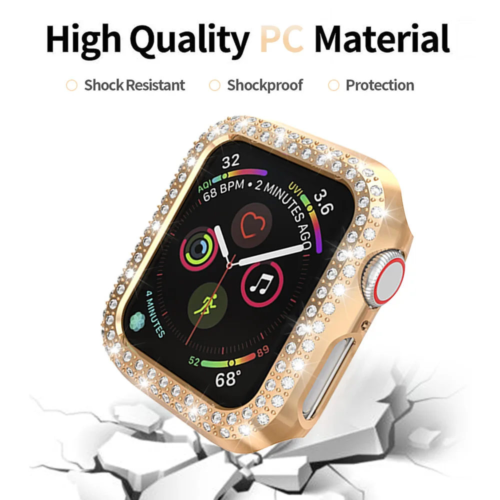 

5 Pack Double Row Diamond Cover for Apple Watch SE Case 40mm 44mm 38mm 42mm Bumper for iWatch Series 6 5 4 3 Women Shell