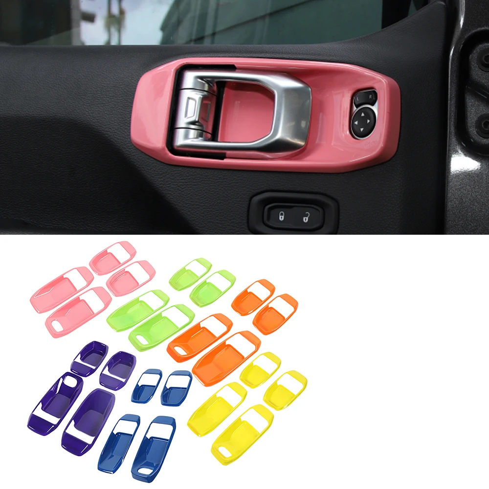 

ABS Interior Door Handle Bowl Decoration Cover Trim for Jeep Wrangler JL Gladiator JT 2018-2021 4-Door Accessories