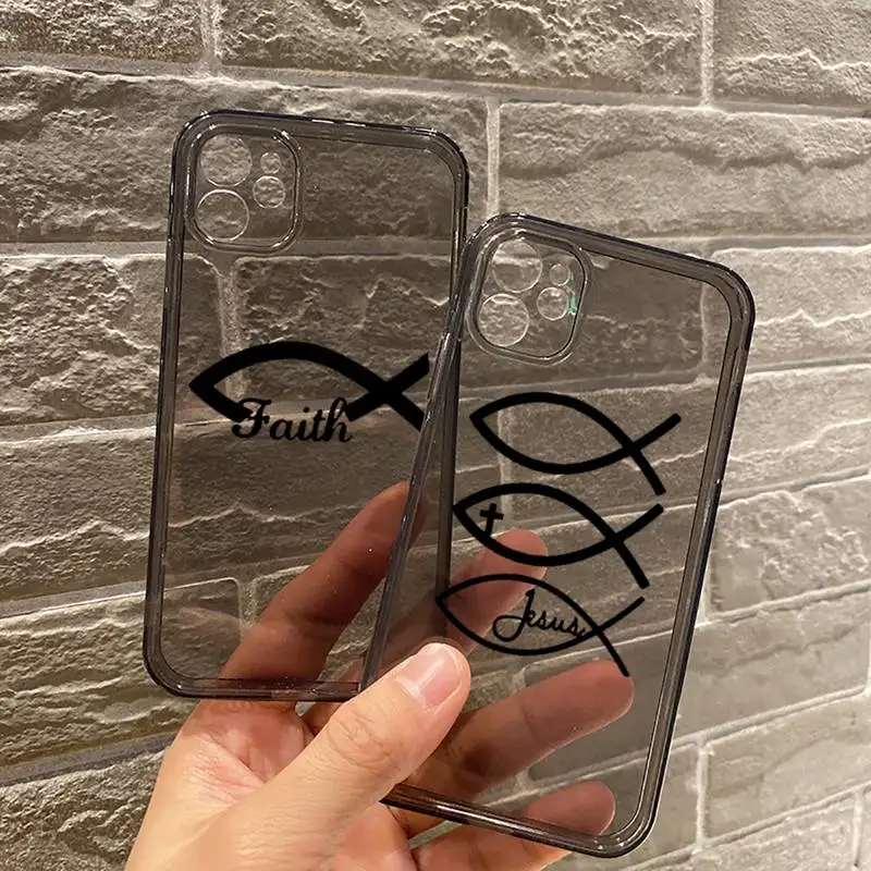 

Faith Christian Religious Jesus Phone Case Transparent for iPhone 7 8 11 12 se 2020 mini pro X XS XR MAX Plus