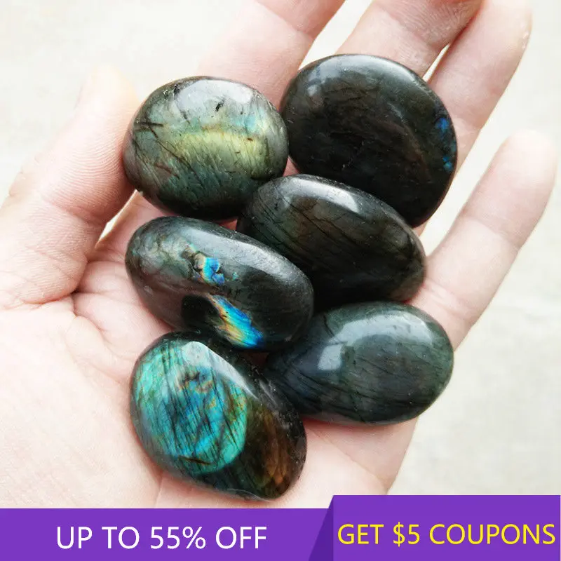 

30-40mm Natural Labradorite Moonstone Crystal Polished Palm Tumbled Stone Quartz Mineral Rock Specimen Gemstone Ornament Decor