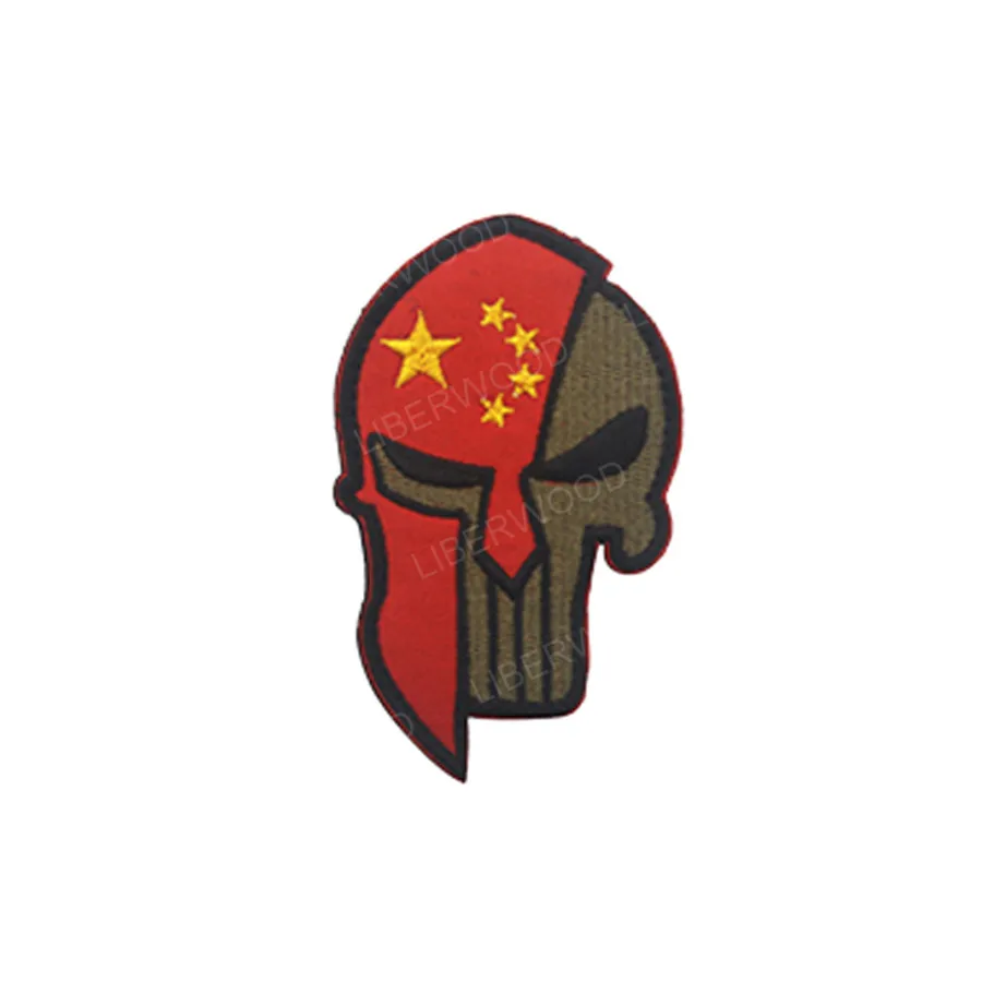 China Spartan Каратель Спартанский череп шлем Россия Американский Израиль Канада Испанский Великобритания Чешский Немецкий флаг патч тактический боевой дух нашивки значки - Цвет: China Spartan