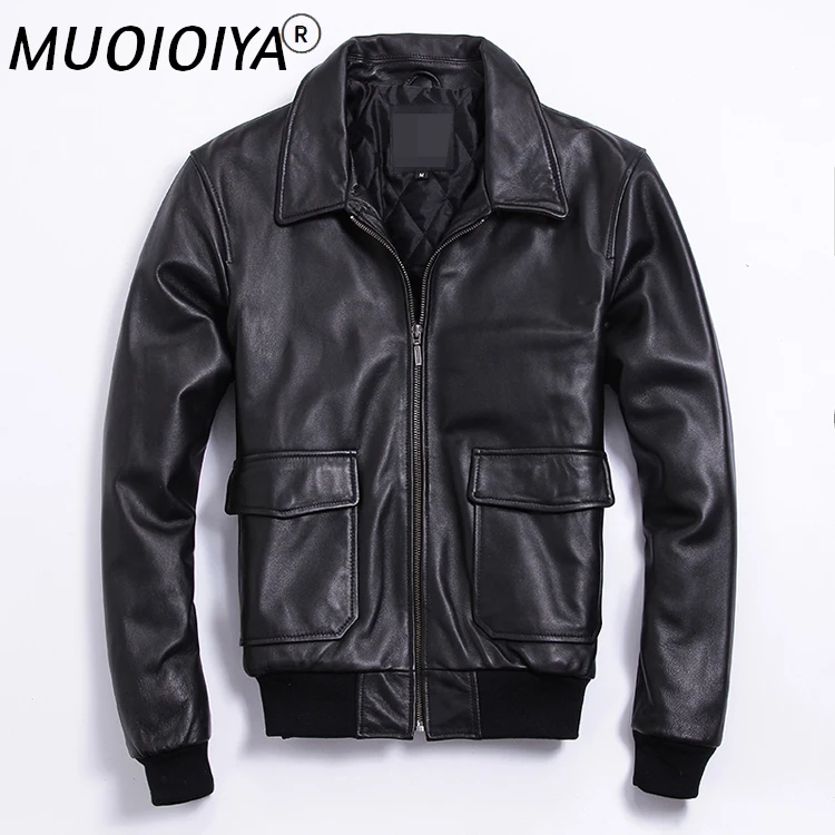 

Free shipping.Brand classic genuine leather coat for man,men's cowhide A2 jacket.plus size flight bomber jackets.sales