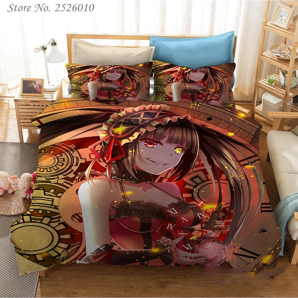 

Japan Anime Date A Live 3D Bedding Set Children Character Printed Duvet Cover Set Bed Linens Twin Full Queen King 02