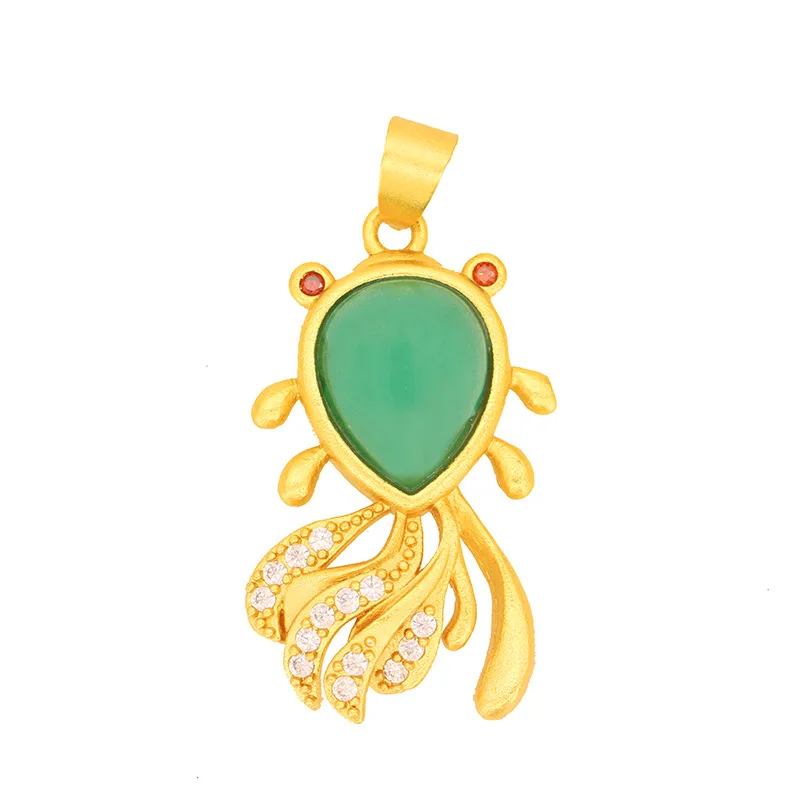 

Natural Green Hetian Jade Goldfish Pendant Necklace 925 Silver Fashion Jewelry Chalcedony Amulet Gifts for Women