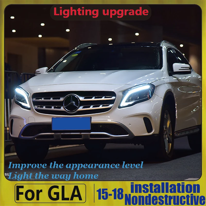 Car Styling Head Lamp For Mercedes- Benz GLA 200 220 260 2015 2016 2018 Headlights ALL LED Headlight Daytime Running Light DRL | Автомобили