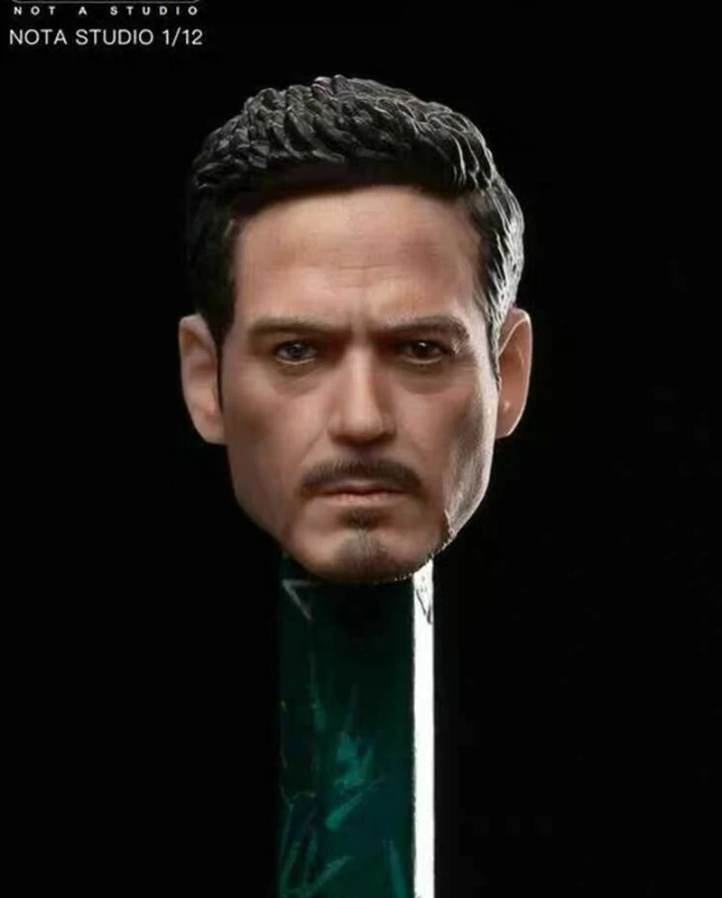 1/6 Scale Tony Stark Head Carved Model Fit 12'' Male Action Figure Body Toys