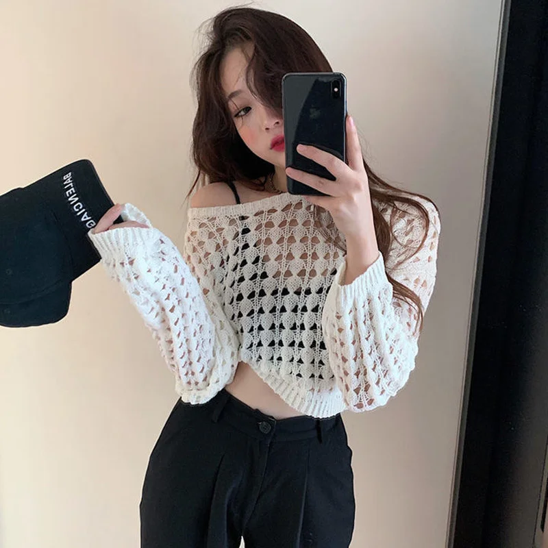 Пуловер Tonngirls женский с вырезами пикантная простая уличная одежда круглым