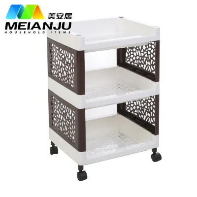 S-Brown 3 Layers Простые держатели для хранения, стеллажи с колесами, ванная комната, полотенце, косметическая стойка, гостиная, ночной стол, кухонная полка для хранения, 2-5 слоев - Цвет: S-Brown 3 Layers