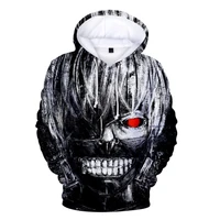 anime tokyo ghoul 3d loose sweatshirts fashion funny men black hoodies