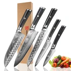 Набор поварских ножей KEEMAKE премиум класса, Дамаск, сантоку, для хлеба, набор ножей для очистки овощей, японское лезвие из стали VG10, Ручка G10, кухонные ножи
