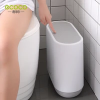 ecoco 10l large capacity pressing type dust proof waste with lid kitchen trash can box bathroom creative save space garbage set