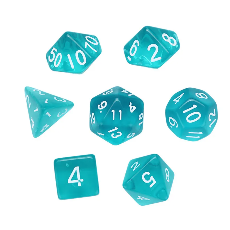 blue dice set 7 шт. игровой dnd Набор Игральных кубиков polyhedron D20 акриловая игра в кости happy freaky dice dados poliedricos dados de rpg 30A20 - Цвет: blue dice set