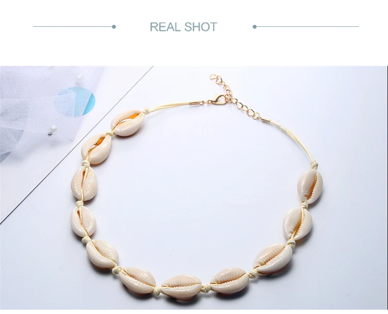 Богемное черное ожерелье-чокер с цепочкой из натуральной раковины, регулируемое ожерелье с раковиной для женщин и девушек, летнее ювелирное изделие в подарок