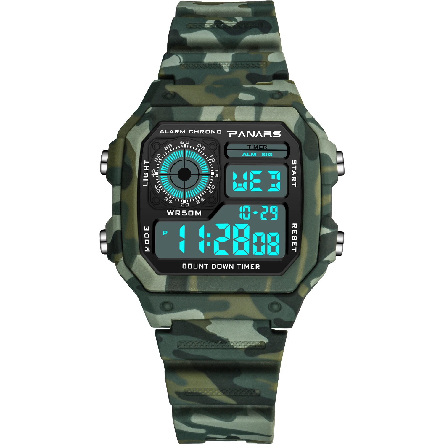 Camouflage green SYNOKE, мужские часы, спортивные, цифровые часы, отсчет, водонепроницаемые, часы из нержавеющей стали, деловые, наручные часы, мужские, цифровые часы, часы - Цвет: Camouflage green