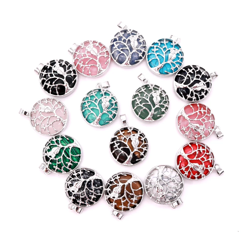 1 шт. 27 мм милая сова птица ветка Натуральные полудрагоценные камни Бусины