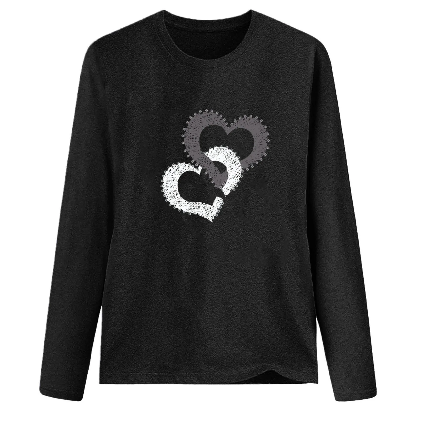 Женские топы с длинным рукавом Повседневная Свободная футболка круглым вырезом