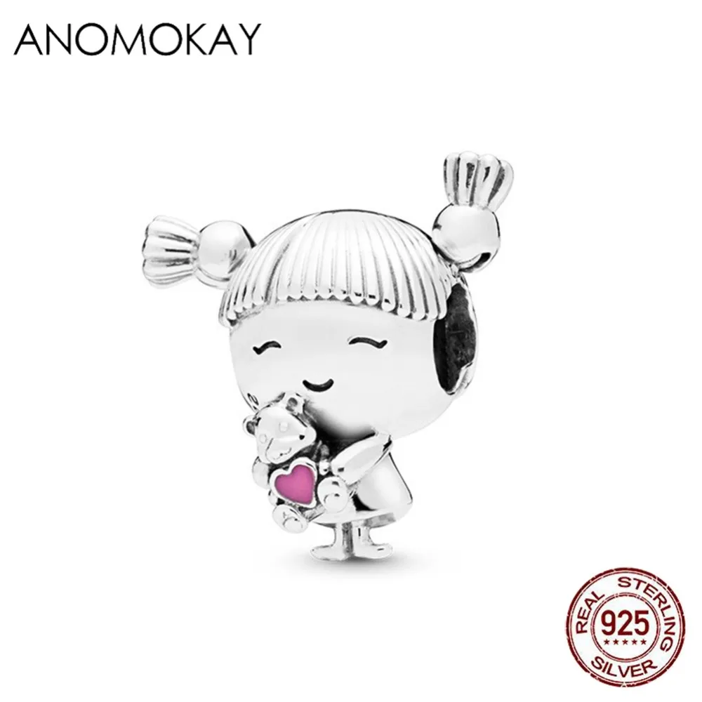 ANOMOKAY стерлингового серебра 925 Семья, очаровательный, подрходит к оригиналу Pandora, браслет, дедушка и бабушка для маленьких мальчиков и девочек Серебряные ювелирные изделия