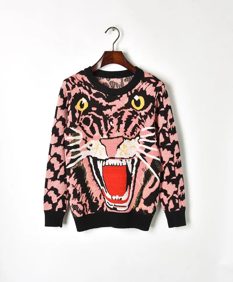Рисунок головы тигра жаккардовый вязаный свитер 2019 осень женские пуловеры с