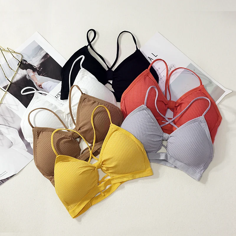 

Gegejia Chest Wrap Bandeau Thin Small Chest Vest Underwear without Steel Ring Flat Chest Sexy Triangle Cup Bra E160