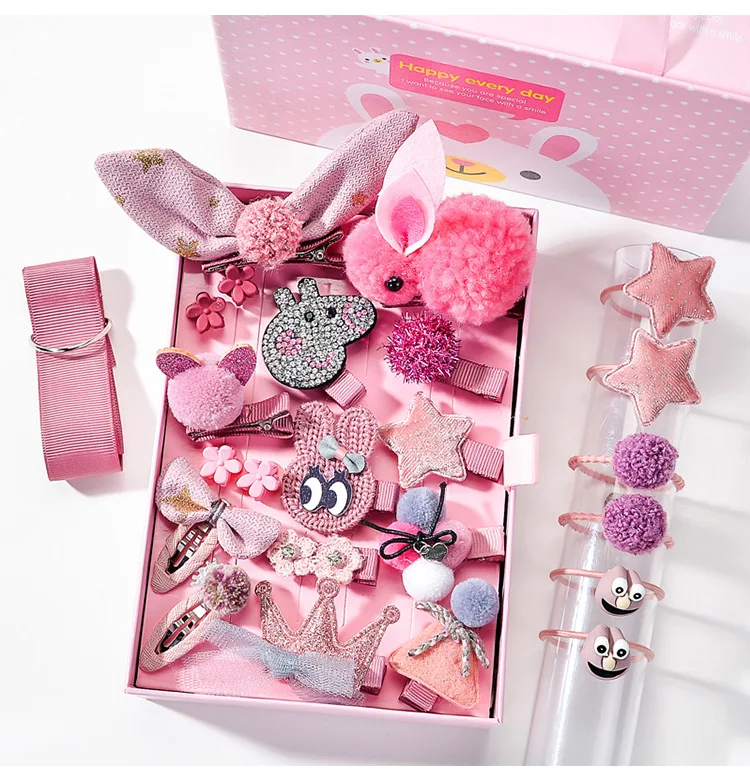

10/18/24/28 Pieces hair clip set Cute Hair Accessories Set Girl headwear Bow Flower animal Hairpins cartoon Elastic Gift WX01