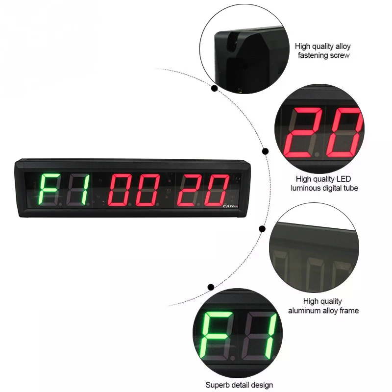 

[Ganxin] 2.3'' Electronic gym digital timer wall clock LED Tabata crossfit clock morden gym equipment
