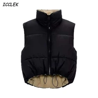za womens parkas coats armygreen waistcoat female jackets sleeveless black outwear zipper warm thick outerwear vintage fashion
