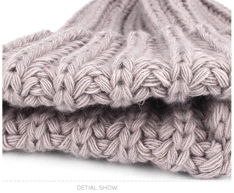 Leisure Fashion The New Hat For Women's Autumn Winter Hats Increase Big Beanie Knit Wool Set Head Hat Acrylic Thick Line Caps