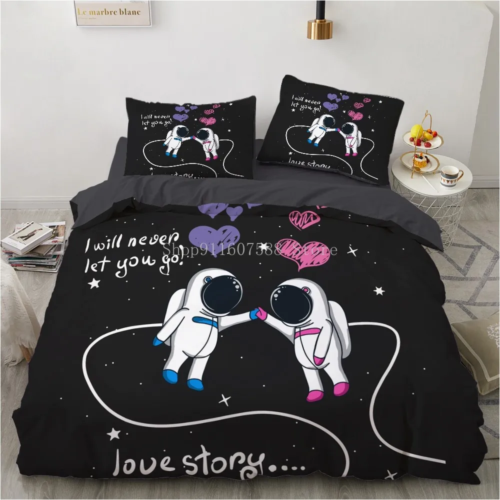 

Space Kids Astronaut Bedding Set Cartoons Duvet Covers With Pillowcase Black White Bed Sets Boys Girls Bed Cover Sets 2/3pcs