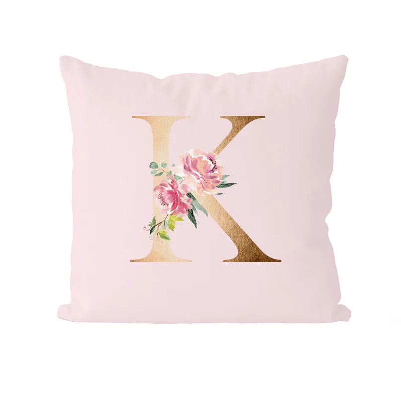 Розовая розовая наволочка для диванной подушки 26 дюймов с золотыми буквами | Дом