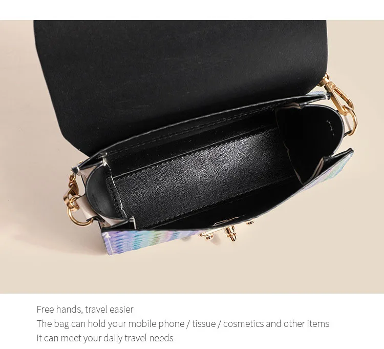 Women Bag Casual Travel Handbag With Silk Scarf Ladies Chain shoulder Messenger Bag Fashion Woven Pattern Leather Crossbody Bag