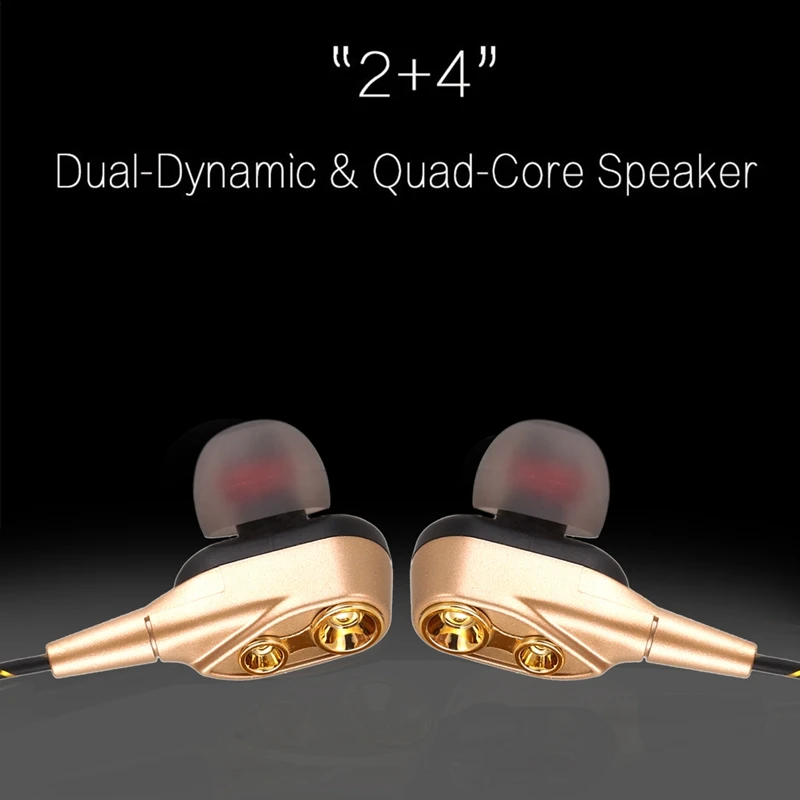 3 5 мм HiFi наушники проводные двойной динамический Quad core Динамик In ear гибкий кабель