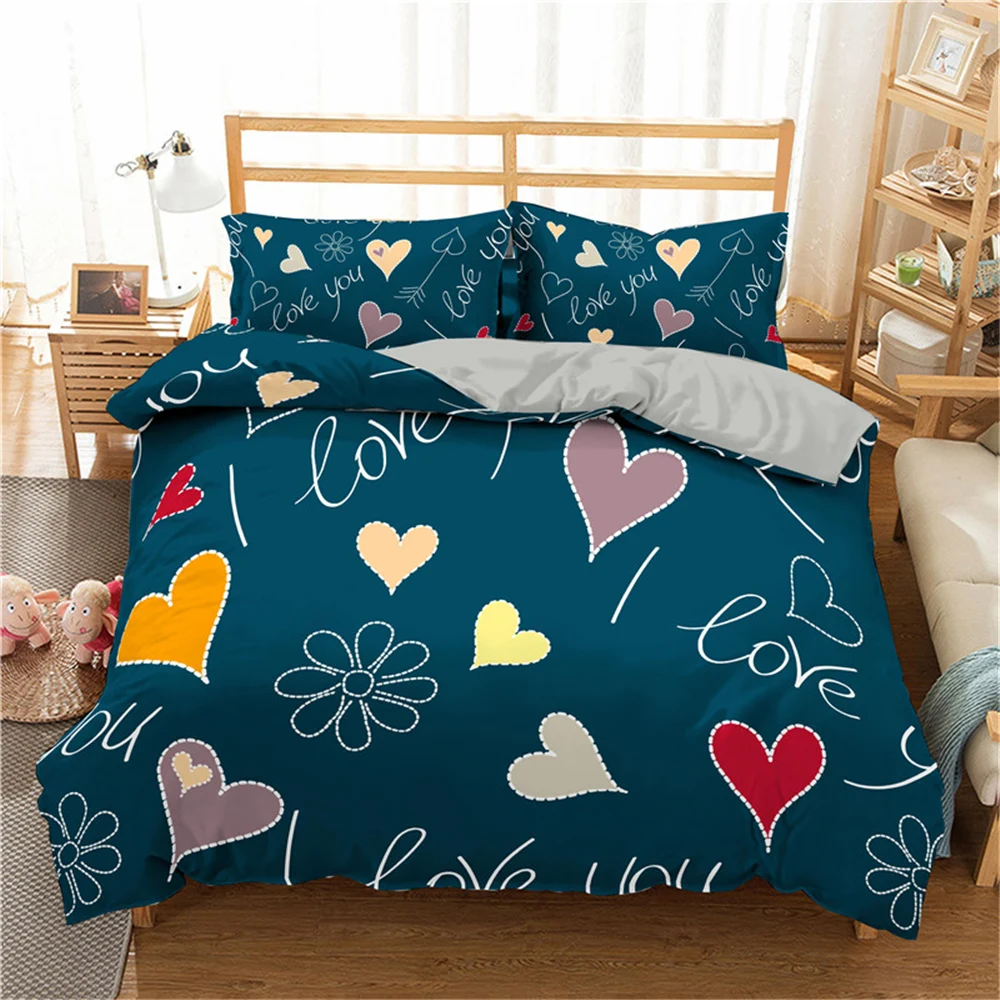 

Cartoon Valentine's Day 3D Bedding Sets Love Duvet Cover Pillowcase 2/3pcs Twin Queen King Size Bed Clothes For Home Textiles